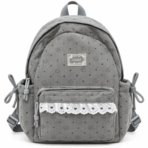 Grey Floral Bow Backpack