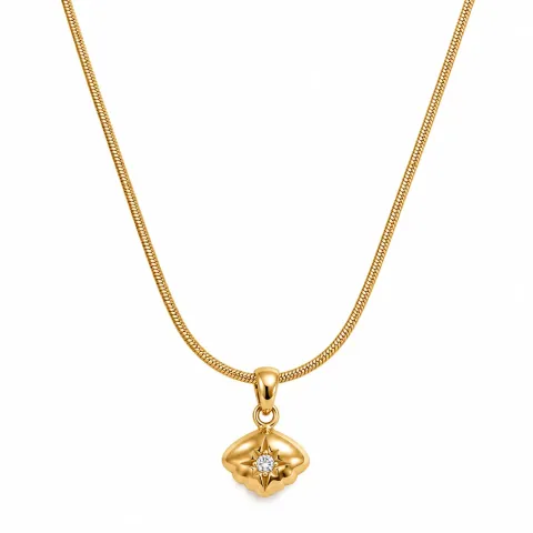 Gold Tone Floral Crystal Pendant Necklace