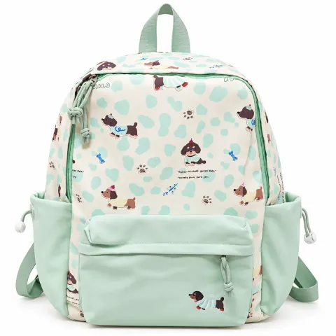 Mint Green Cute Dog Print Backpack