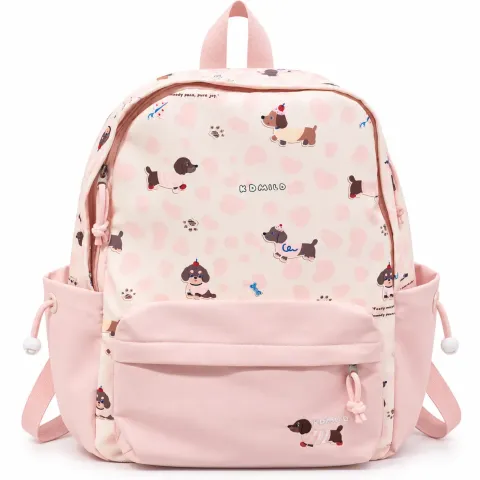 Pink Cute Dog Print Backpack