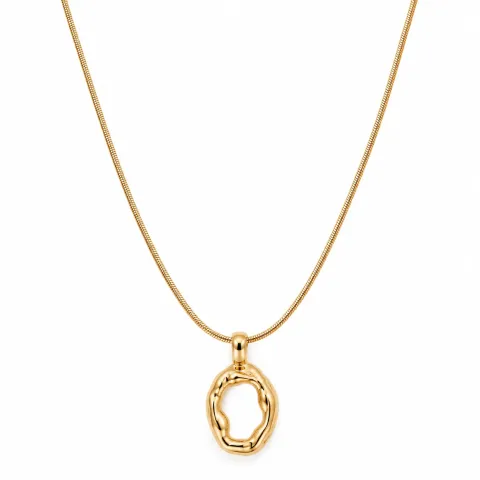 Gold Toned Oval Pendant Necklace