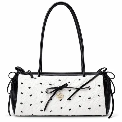 Korean Bow Quilted Shoulder Tote Bag for Women