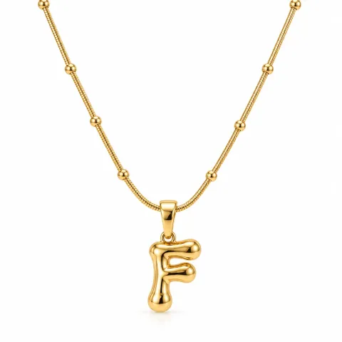 JEJU Gold Tone F Initial Pendant Necklace