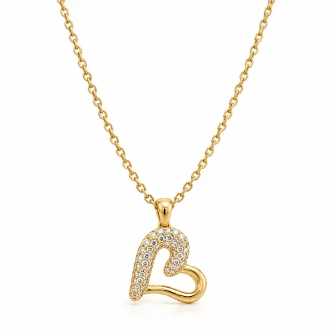 Gold Tone Pave Heart Pendant Necklace