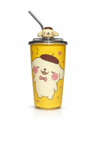 Pompompurin acrylic tumbler with figurine
